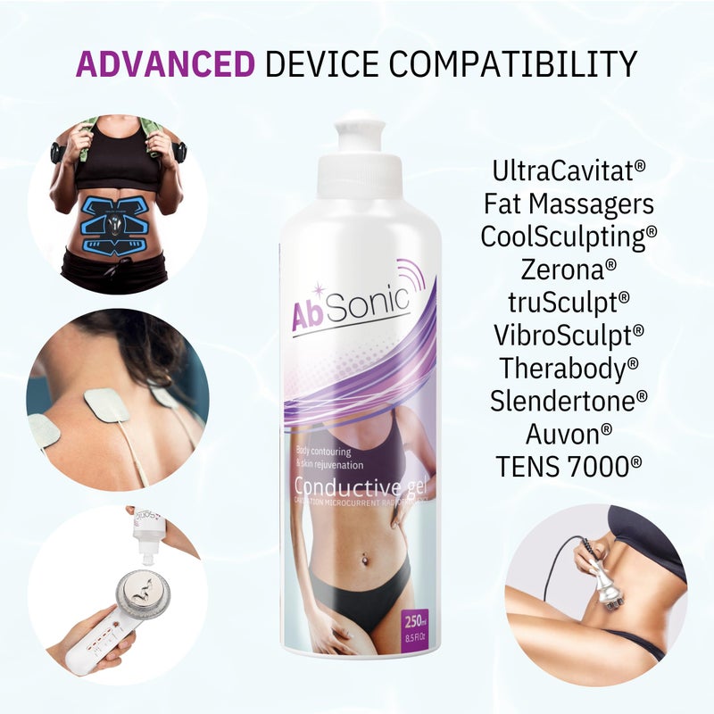 Absonic Conductive Gel for Cavitation & Electrodes, Body Devices â€“ Compatible with TENS, EMS & RF Tools â€“ Ultrasonic Massagers & Muscle Stimulation â€“ Smooth, Non-Sticky Glide â€“ 2-Pack (8.5 oz Each) - Image 3
