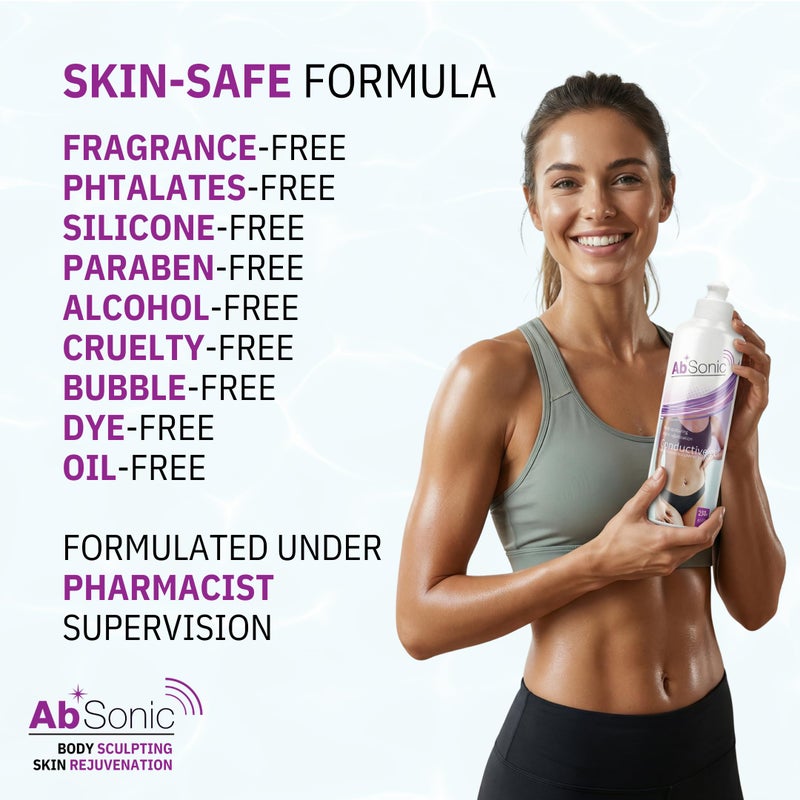 Absonic Conductive Gel for Cavitation & Electrodes, Body Devices â€“ Compatible with TENS, EMS & RF Tools â€“ Ultrasonic Massagers & Muscle Stimulation â€“ Smooth, Non-Sticky Glide â€“ 2-Pack (8.5 oz Each) - Image 5