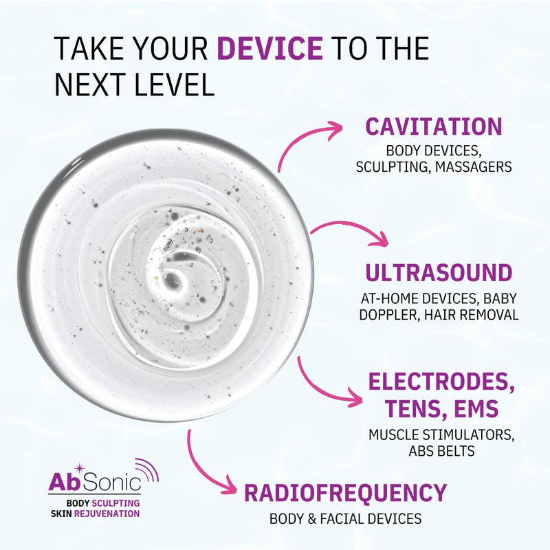 Absonic Conductive Gel for Cavitation & Electrodes, Body Devices â€“ Compatible with TENS, EMS & RF Tools â€“ Ultrasonic Massagers & Muscle Stimulation â€“ Smooth, Non-Sticky Glide â€“ 2-Pack (8.5 oz Each) - Image 2