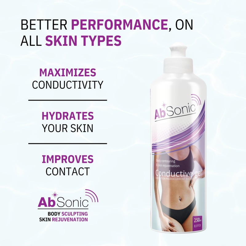 Absonic Conductive Gel for Cavitation & Electrodes, Body Devices â€“ Compatible with TENS, EMS & RF Tools â€“ Ultrasonic Massagers & Muscle Stimulation â€“ Smooth, Non-Sticky Glide â€“ 2-Pack (8.5 oz Each) - Image 4