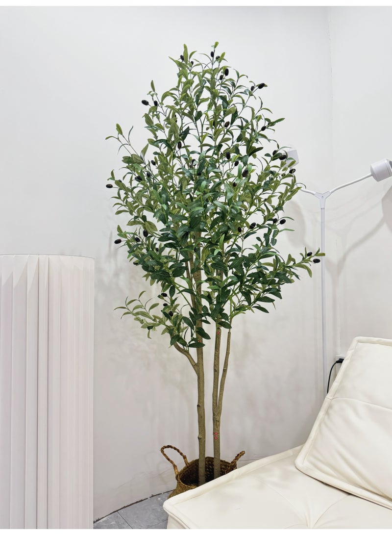 Artificial Olive Tree Potted Plant – 6ft (180cm) Silk Tree, Perfect Potted Faux Plant with Straw Basket, for Indoor/Outdoor Home, Office, Garden Modern Décor and Housewarming Gift - Image 4
