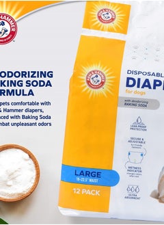 Arm & Hammer for Pets Female Dog Diapers, Size Large, 12 Count | Ultra-Absorbent, Adjustable Girl Dog Diapers with Leak-Proof Protection and Wetness Indicator  - Image 3