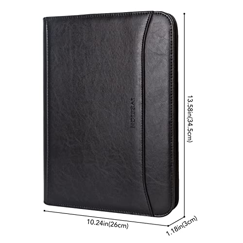 IVESIGN Zippered Padfolio for Women & Men Resume Portfolio Folder Vegan Leather Salesman Business Organizer Planner,with Writing Pad Interior 10.1 Inch Tablet Sleeve Black - Image 2