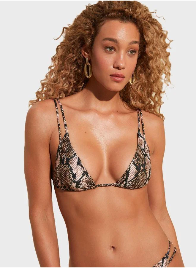 trendyol Snake Print Bikini Top