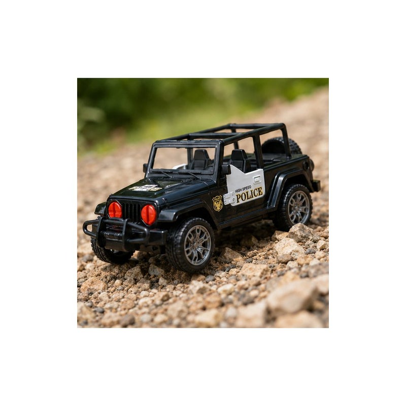 Drift RC Police Jeep Toy Car for Kids, Black Remote Control Vehicle with Controller, Modern Design Police Theme - Image 4