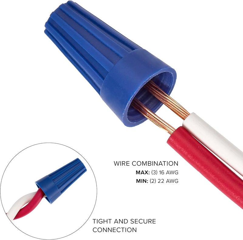 Maxxima Blue Electrical Wire Connector Screw Terminal - 1,000 Pack, Cone Shaped, UL Listed and ROHS Compliant, Ideal for Electrical Projects and Home Lighting Needs - Image 3