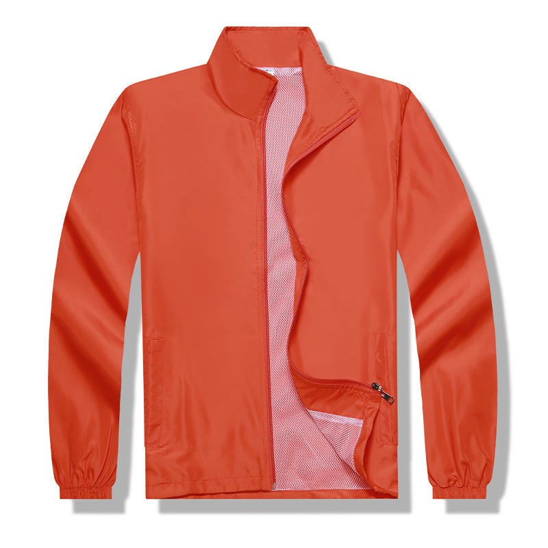 Autumn and Winter Loose Side Seam Pocket Ordinary Daily Zipper Ready-Made Beltless Pure Color Orange Peach Windbreaker - Image 4