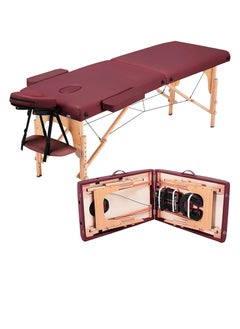 Cool Baby Style COOLBABY Portable Massage Table Professional Adjustable Folding Bed with 2 Part Wood Frame Ergonomic Headrest and Carry Bag for Treatment Tattoo Salon SPA Facial Treatment  - Image 1