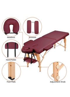 Cool Baby Style COOLBABY Portable Massage Table Professional Adjustable Folding Bed with 2 Part Wood Frame Ergonomic Headrest and Carry Bag for Treatment Tattoo Salon SPA Facial Treatment  - Image 3