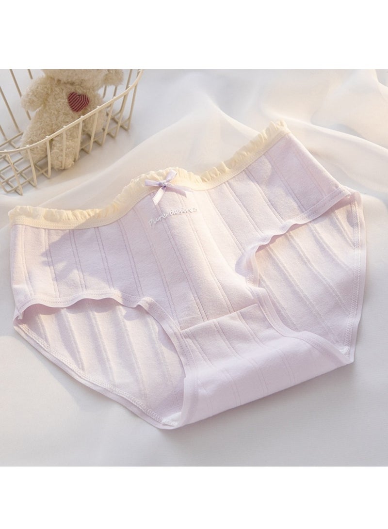 مجموعة من 5 ملابس داخلية قطنية أنيقة بخصر متوسط، ملابس داخلية مريحة وجيدة التهوية للفتيات - Image 5