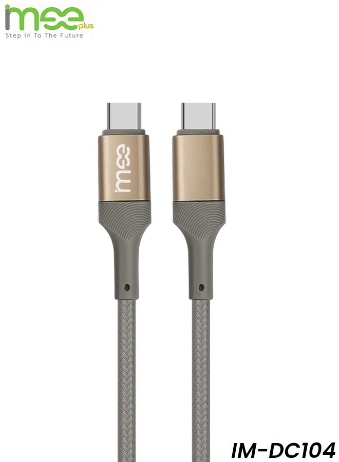 آیمی كابل توصيل الطاقة IMEE Plus IM-DC104 من النوع C إلى النوع C بطول 1.2 متر، وشحن فائق السرعة بقوة 60 وات ونقل بيانات بسرعة 480 ميجابت في الثانية، وتقنية الشريحة الذكية، وسلك مضفر من النايلون عالي الكثافة، وموصلات من سبائك الألومنيوم المتينة. - Image 1