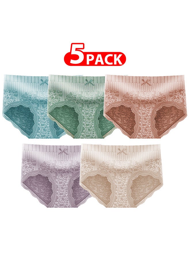 MARGOUN 5 Packs Women's Medium Size Lace Panties with High Waist Comfortable and Stylish Underwear for a Flattering Silhouette (Medium 160/85) - Image 1