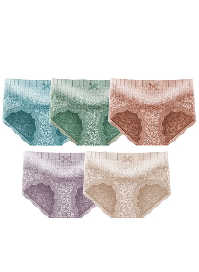 MARGOUN 5 Packs Women's Medium Size Lace Panties with High Waist Comfortable and Stylish Underwear for a Flattering Silhouette (Medium 160/85) - Image 2