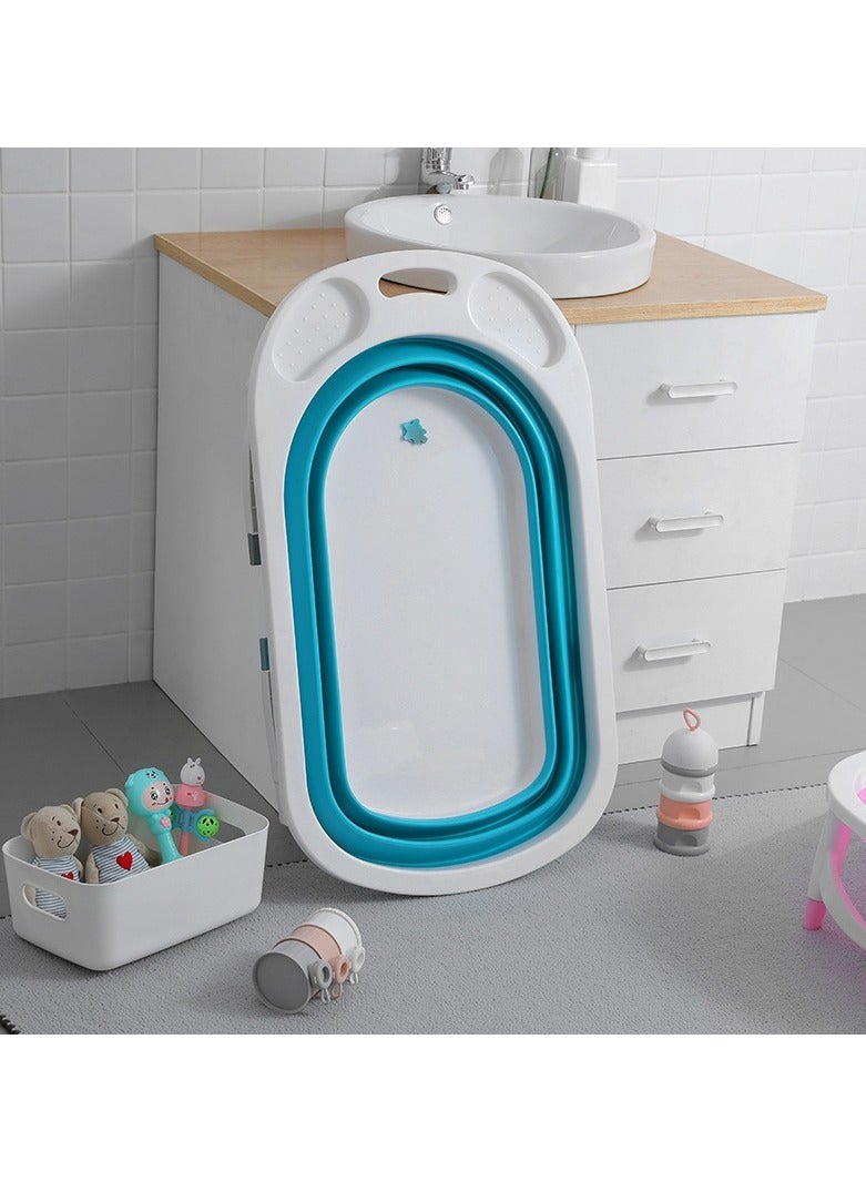 حوض استحمام سيليكون كبير للأطفال من عمر 0 إلى 6 سنوات مع سجادة قابلة للطي وغير قابلة للانزلاق - Image 3