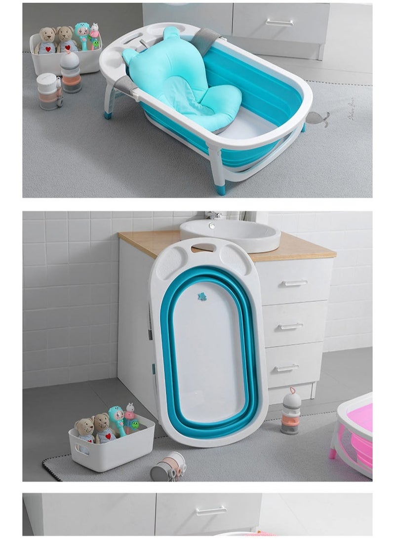 حوض استحمام سيليكون كبير للأطفال من عمر 0 إلى 6 سنوات مع سجادة قابلة للطي وغير قابلة للانزلاق - Image 4