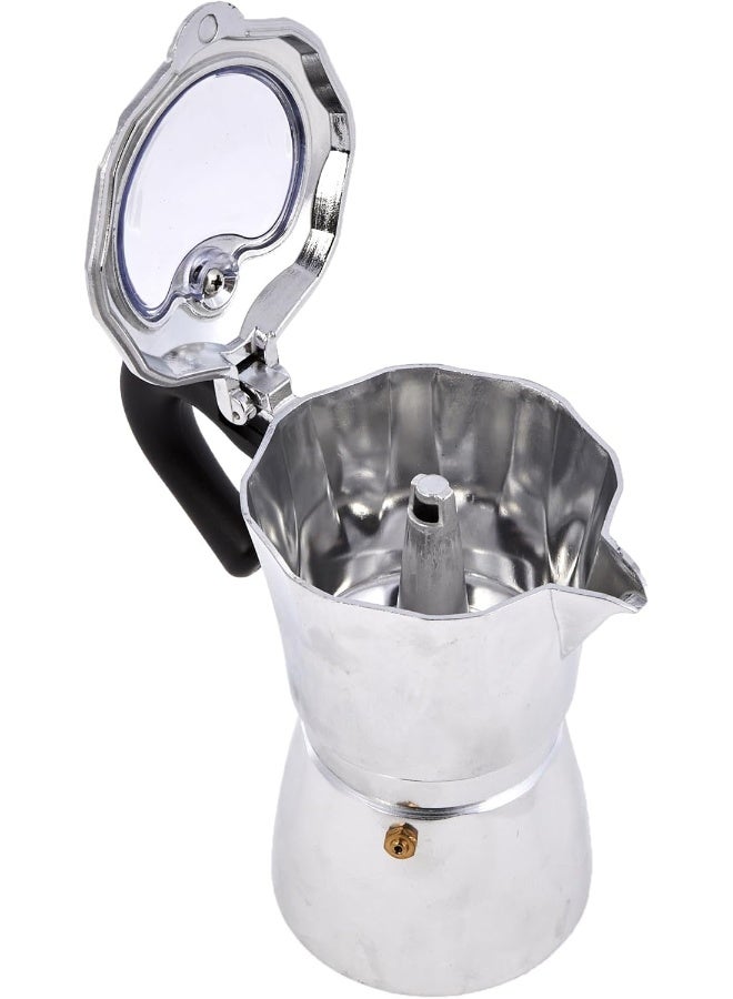 KitchenCraft World Of Flavours Italian Espresso Coffee Maker Six Cup With Clear Lid 303Ml, Sleeved, Silver - Image 1