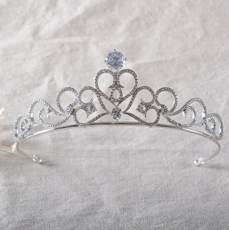 FXmimior Silver Bead Bridal Wedding Crown Cute Headband Women Crystal Tiara Headpiece Wedding Hair Accessories