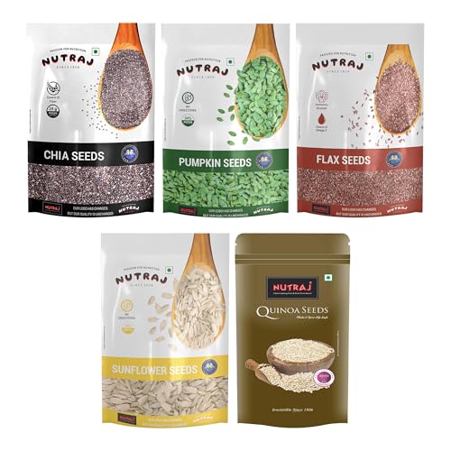 Nutraj Seeds Combo 1Kg Pack 5 Item | Chia, Sunflower, Flax, Pumpkin, Quinoa (200g each) | Seed Cycling | Seed Combo - Image 1