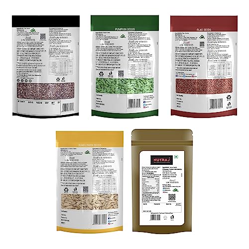 Nutraj Seeds Combo 1Kg Pack 5 Item | Chia, Sunflower, Flax, Pumpkin, Quinoa (200g each) | Seed Cycling | Seed Combo - Image 2