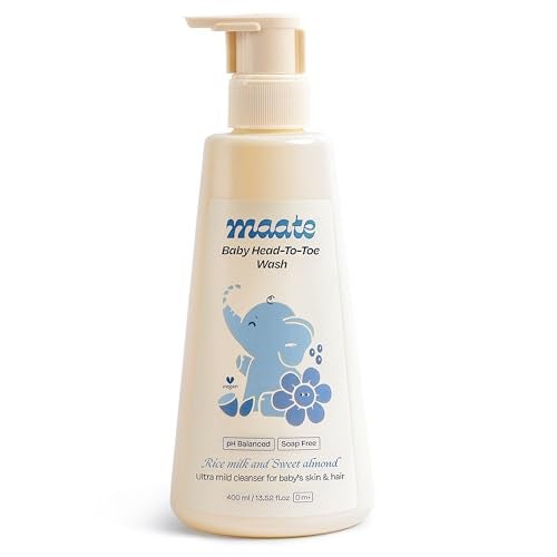 Maate Baby Head to Toe Wash 400 ml | Baby Hair & Body Wash for Bath | Aloe Vera, Almond Oil, Rice Milk & Calendula | Gentle, Soap & Tear Free, pH Balanced Cleanser | For Newborns, Infants & Babies 0m+ - Image 1