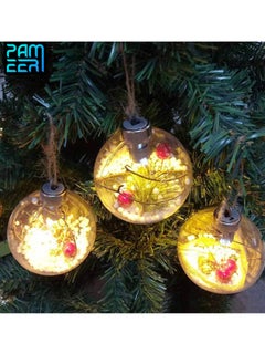 PAMEER 3 Pieces Christmas Tree Warm White LED Decoration Ball, Xmas Tree Ball Ornament, Shatterproof Large Hanging Balls Pendants, Xmas Ornament Party Home Decor, Battery Operated included.  - Image 1