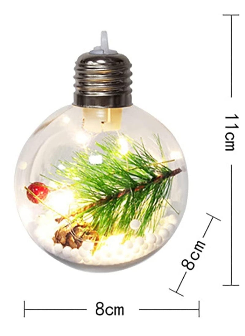 PAMEER 3 Pieces Christmas Tree Warm White LED Decoration Ball, Xmas Tree Ball Ornament, Shatterproof Large Hanging Balls Pendants, Xmas Ornament Party Home Decor, Battery Operated included.  - Image 2