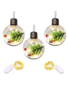 PAMEER 3 Pieces Christmas Tree Warm White LED Decoration Ball, Xmas Tree Ball Ornament, Shatterproof Large Hanging Balls Pendants, Xmas Ornament Party Home Decor, Battery Operated included.  - Image 3