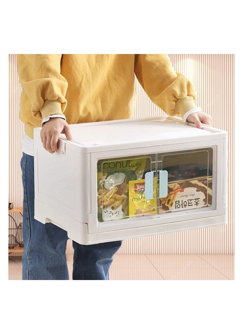 Blueland - 5Pcs Foldable Storage Box Extra Large Dual Opening Storage Organizer 52L Stackable Bins with Lids and Wheels for Clothes Snacks Toys  Books Collapsible Container for Home Office Outdoor Car - Image 1