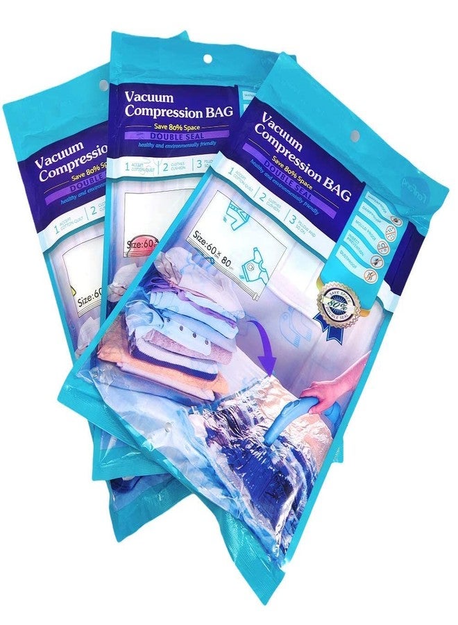 LA NEELJA Smart Saver Space Saver Reusable Vacuum Storage Zip Lock Space Saver Plastic Bags For Travel - Pack Of 5 Variety With Handpump - Image 1