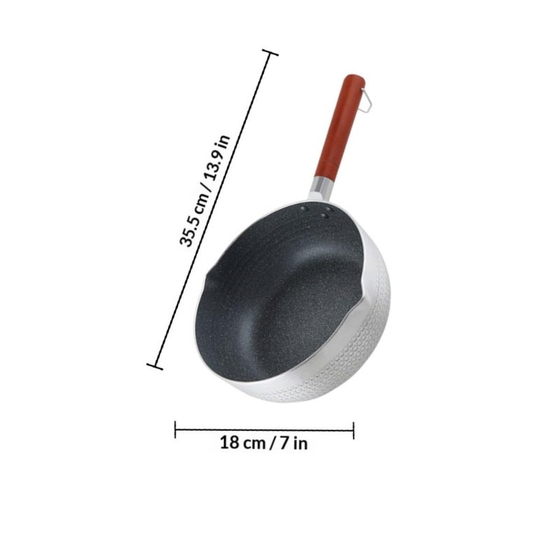 Multifunctional Non Stick Milk Pan With Lid 18cm Maifan Stone Coating Saucepan - Image 3