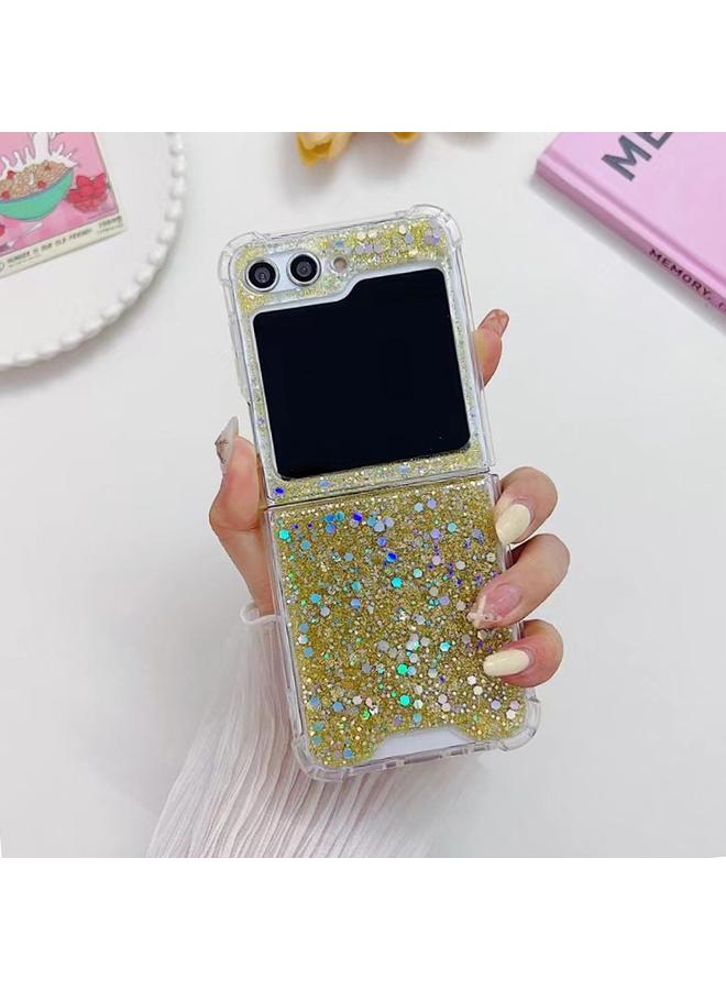 جراب هاتف Samsung Galaxy Z Flip6 من مادة TPU اللامعة المصنوعة من مادة Epoxy (ذهبي)