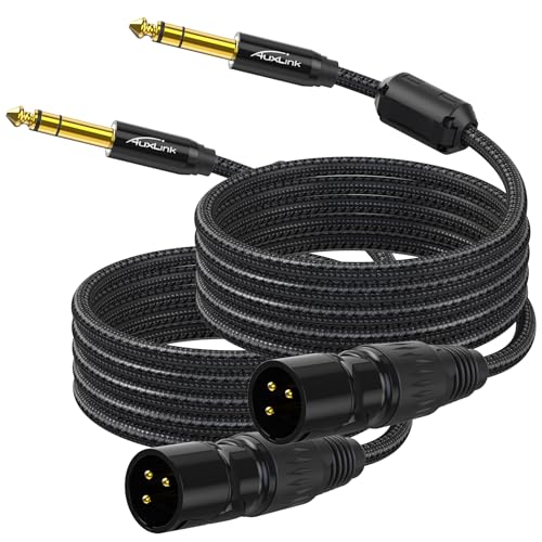 AuxLink XLR Male to 1/4, TRS to 6.35mm 2Packs Gold-Plated Connectors Nylon Braided, Quarter Inch to XLR Male Cable for Speakers, Mixers, Amplifiers - 10ft - Image 1