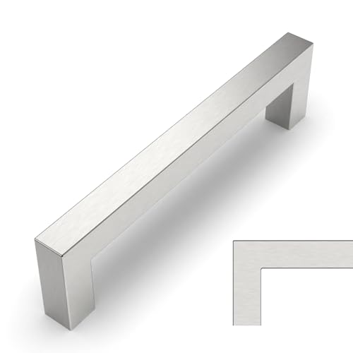 Amerdeco 10 Pack Brushed Satin Nickel Cabinet Pulls 5 Inch(128mm) Hole Centers Kitchen Cabinet Handles Cabinet Hardware Cupboard Handles Square Drawer Pulls SH0004 - Image 1