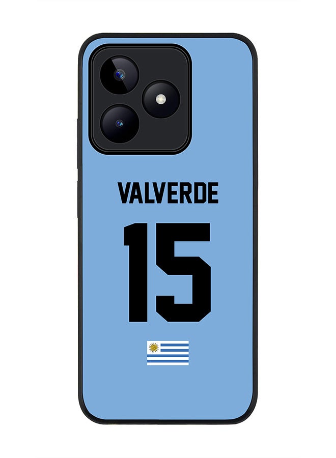 Stylizedd Rugged Black edge case for Realme C51 / Realme Note 50 4G, Slim fit Soft Cover - Football Team - Uruguay , Player Name - Valverde - Image 1