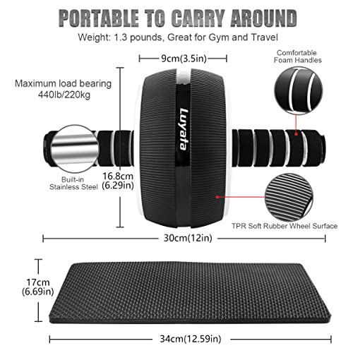 Luyata Ab Roller Wheel, 10-In-1 Ab Exercise Wheels Kit with Resistance Bands, Knee Mat, Jump Rope, Push-Up Bar - Home Gym Equipment for Men Women Core Strength & Abdominal Exercise (Black) - Image 2