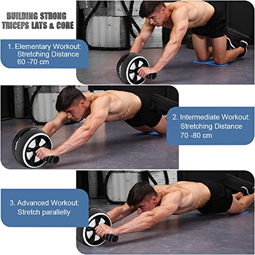Luyata Ab Roller Wheel, 10-In-1 Ab Exercise Wheels Kit with Resistance Bands, Knee Mat, Jump Rope, Push-Up Bar - Home Gym Equipment for Men Women Core Strength & Abdominal Exercise (Black) - Image 5
