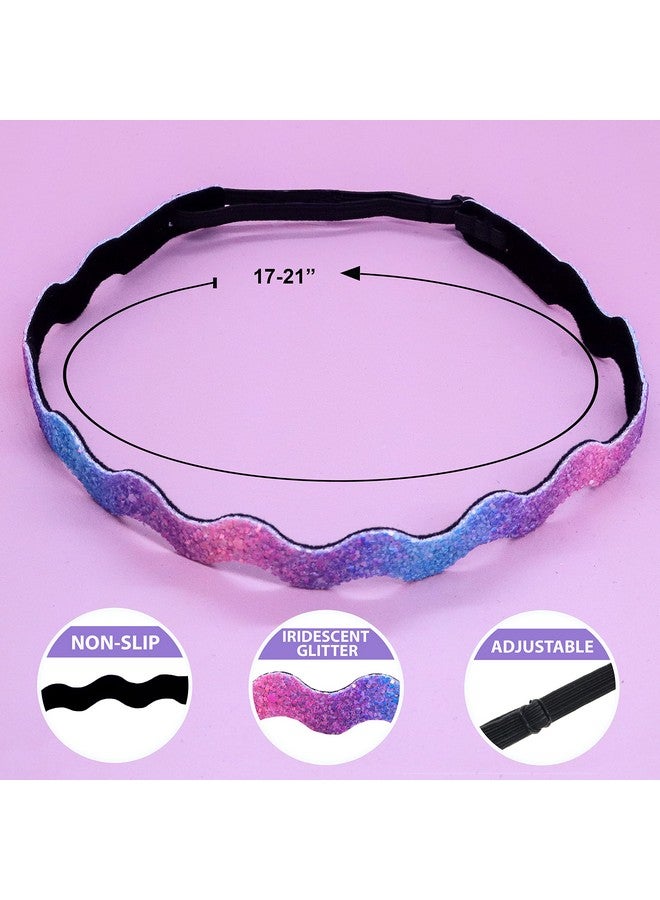 FROG SAC FROG SAC 6 Glitter Elastic Headbands For Girls, Adjustable Non Slip Thin Stretch Wavy Sport Headband Hair Bands for Teens, Cute Stretchy Athletic Zig Zag Nonslip Teen Girl Sport Hair Accessories - Image 4