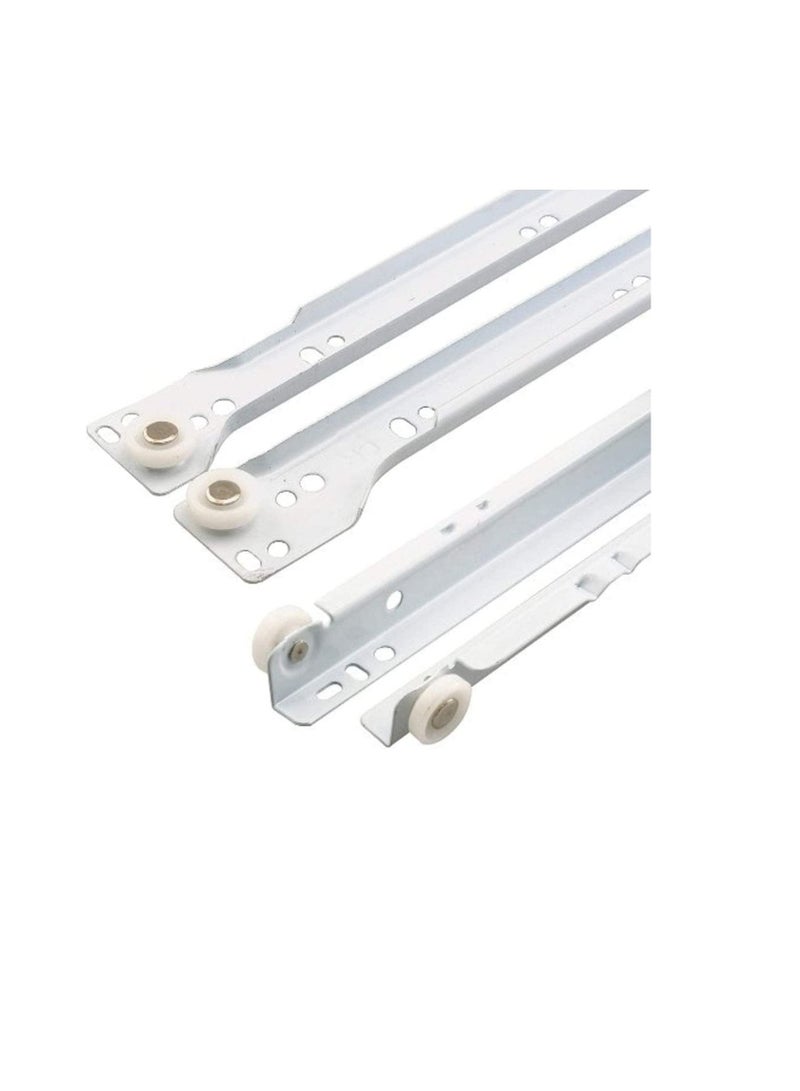 Robustline Roller Wheel Cabinet Drawer Keyboard Slide Glide Runner 2 Pairs (1.0mm Thickness), Heavy duty drawer slides (12") - Image 1