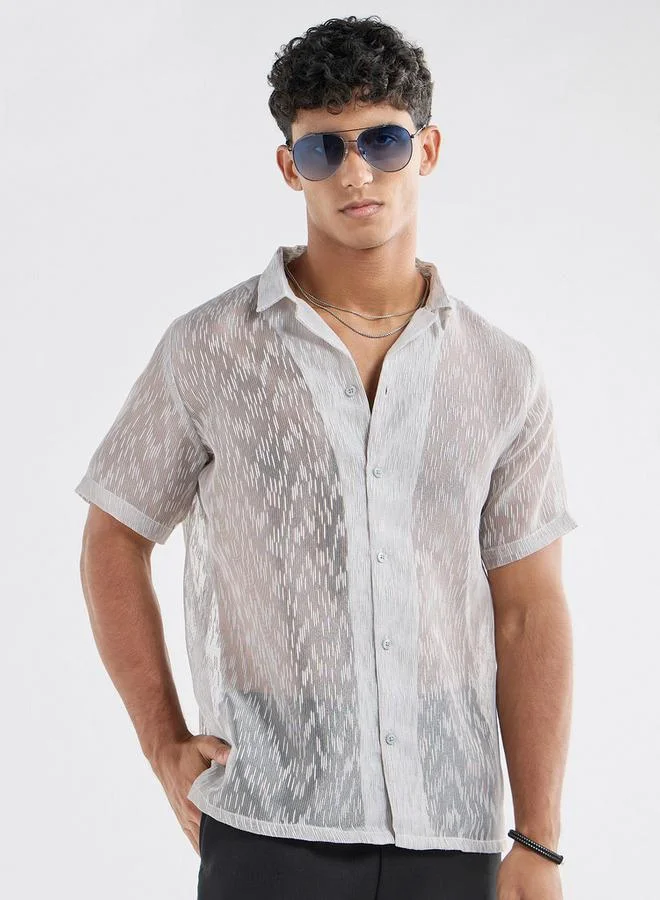 Regular Fit Textured Shirt with Short Sleeves