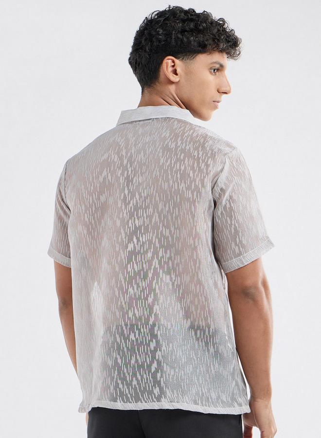 Splash FAV Regular Fit Textured Shirt with Short Sleeves - Image 3