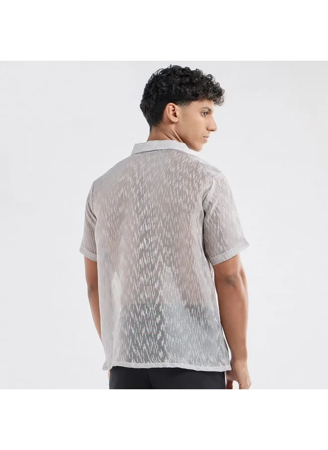 FAV Regular Fit Textured Shirt with Short Sleeves
