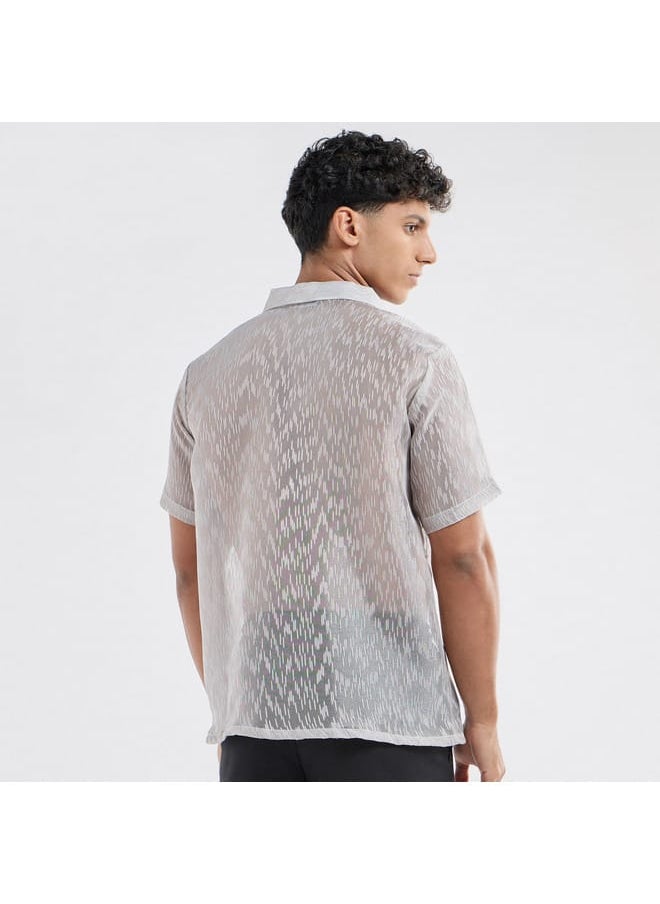 FAV Regular Fit Textured Shirt with Short Sleeves  - Image 3