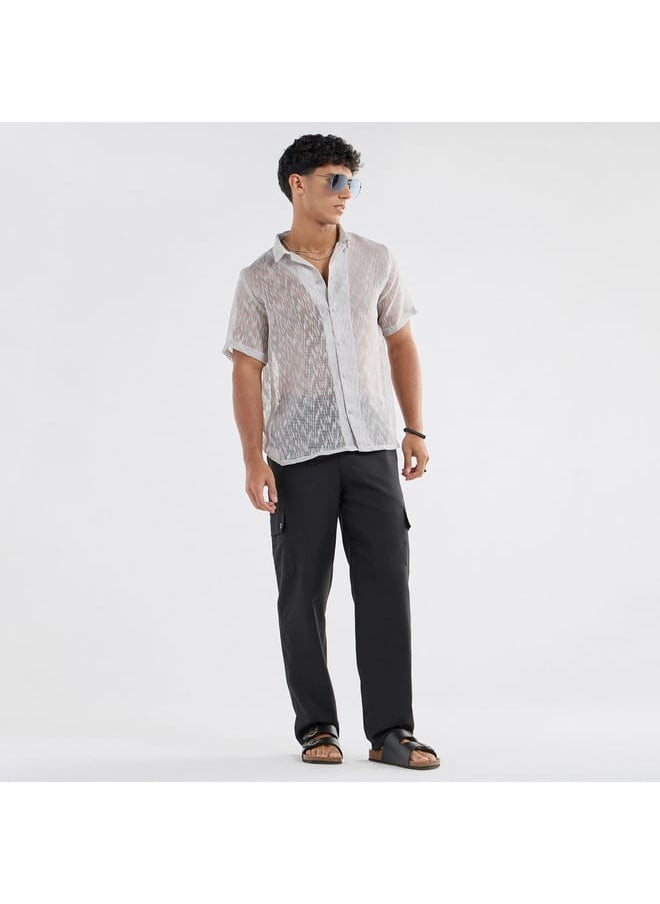 FAV Regular Fit Textured Shirt with Short Sleeves  - Image 2