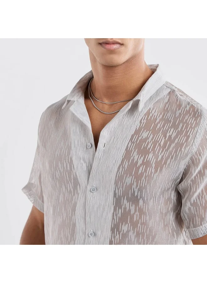 FAV Regular Fit Textured Shirt with Short Sleeves