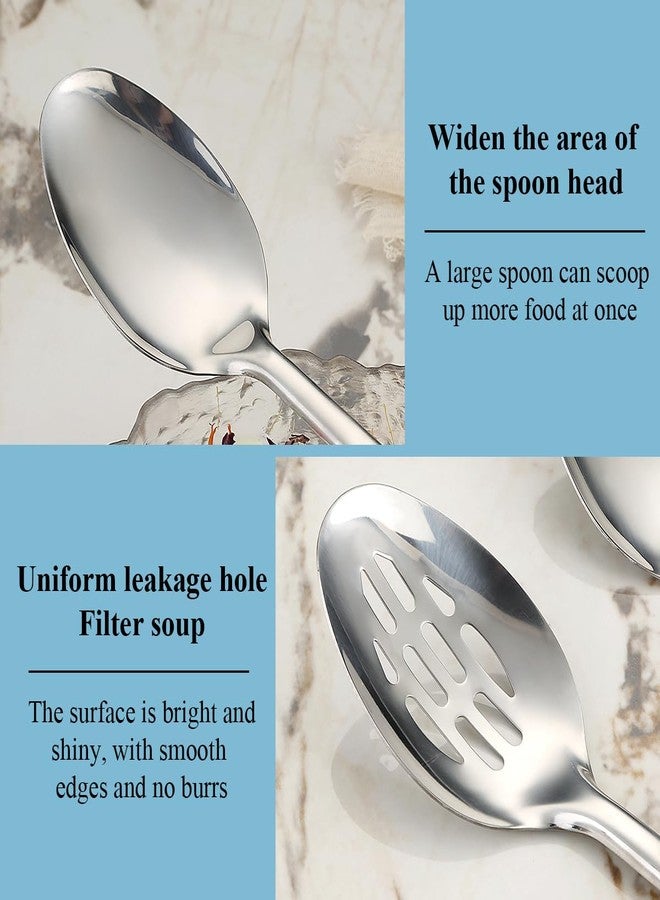 ReaNea Cooking Spoons Set, ReaNea Stainless Steel Kitchen Solid Slotted Spoon, Cooking Utensils Set, Mixing, Serving, Stiring Large Spoons, Gifts for Home, Restaurant - Image 4