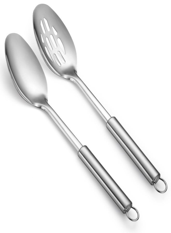 ReaNea Cooking Spoons Set, ReaNea Stainless Steel Kitchen Solid Slotted Spoon, Cooking Utensils Set, Mixing, Serving, Stiring Large Spoons, Gifts for Home, Restaurant - Image 1