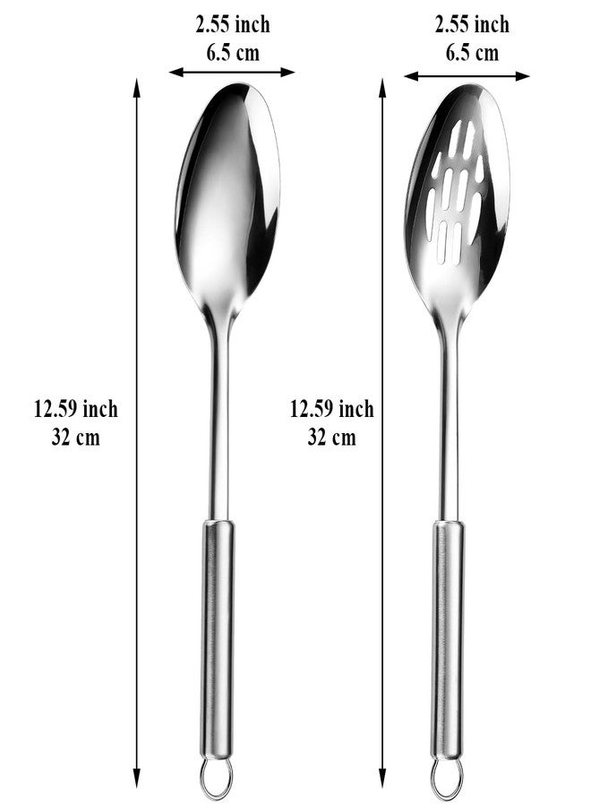 ReaNea Cooking Spoons Set, ReaNea Stainless Steel Kitchen Solid Slotted Spoon, Cooking Utensils Set, Mixing, Serving, Stiring Large Spoons, Gifts for Home, Restaurant - Image 2