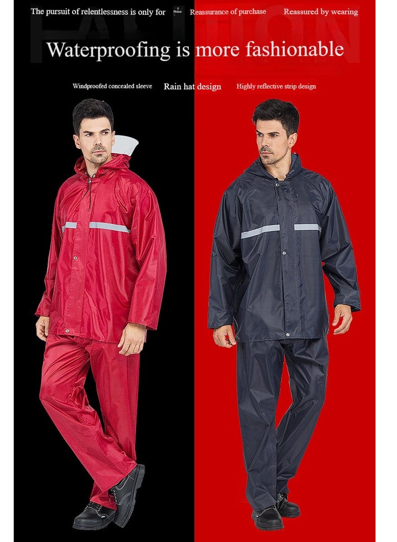 Generic Mens Waterproof Raincoat,Breathable Raincoat,Reusable Outdoor Adult Raincoat,Durable Rain Gear,Lightweight Hooded Rain coat,Mens Classic Raincoat Suit,Fishing Raincoats,Raincoat Rain Pants Rain Shoes Set.  - Image 3