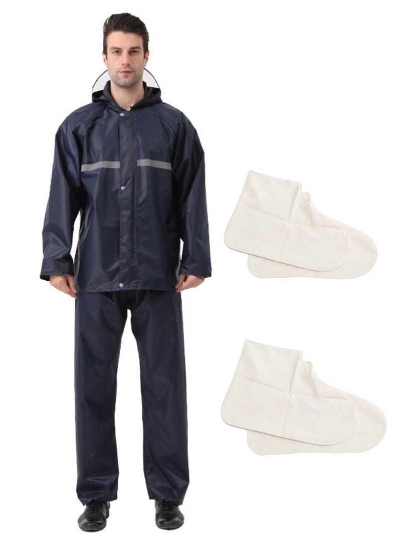 Generic Mens Waterproof Raincoat,Breathable Raincoat,Reusable Outdoor Adult Raincoat,Durable Rain Gear,Lightweight Hooded Rain coat,Mens Classic Raincoat Suit,Fishing Raincoats,Raincoat Rain Pants Rain Shoes Set.  - Image 1
