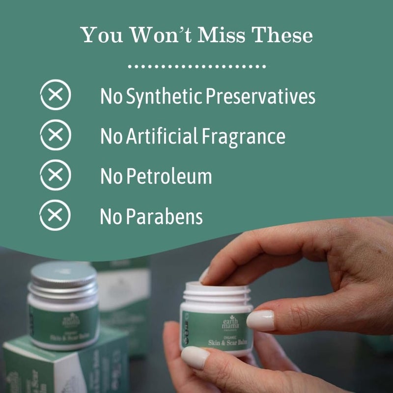 Earth Mama Organic Skin & Scar Balm |C-Section Recovery Skin Care, Pregnancy Stretch Mark Scar Cream with Organic Jojoba Oil, Tamanu Oil & Gotu Kola (2-Pack) - Image 3